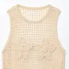Venta al por mayor de comercio exterior estilo europeo y americano transfronterizo Ropa de mujer Aliexpress Nuevo Zra En stock Chaleco de ganchillo hueco a cuadros