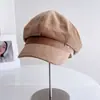 Gorra de Boina Octagonal de Moda Cepillada Pequeña y Sencilla para Mujer Otoño Versátil Casual Protección contra el Frío Calidez Gorra de Pato de Pico de Pato Moderna