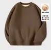 Sudadera de Cuello Redondo de Lana de Cordero para Hombre Invierno Juvenil Engrosada Cálida Color Sólido Sudadera con Capucha Talla Grande Abrigo Holgado