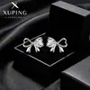 Pendientes de Lazo Estilo Coreano Sencillos Xuping, Aleación de Cobre Chapada en Blanco, Lujo Ligero, Fáciles de Combinar para el Uso Diario, Pendientes Compactos