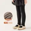 Macacão de Lã de Cordeiro para Meninas Calça de Inverno Nova Lã Espessa Leggings para Meninas Cor Sólida Meia-Calça de Lã