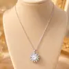 Pingente de Girassol de Moissanita 2 Quilates Zircônia Totalmente Diamantada Elegante Corrente de Clavícula Feminina Floco de Neve Luxo Leve Atacado