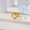Anillo Cruzado de Acero Inoxidable Chapado en Oro de 18 Quilates, Estilo Nuevo Europeo y Americano, para Mujer, Versátil para el Uso Diario, Joyería de Anillo Abierto Simple y a la Moda