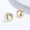Pendientes de Tachuela Redondos con Forma de Corazón Hielo Triturado de Plata de Ley 925 Accesorios para Pendientes de Gama Alta de Nicho Adornos Pequeños Exquisitos para Regalo de Cumpleaños de Niñas