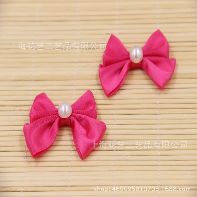 带珍珠蝴蝶结玫红