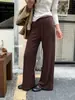 Pantalones Casuales de Pierna Ancha con Cordón, Estilo Coreano, Sencillos, Versátiles, Adelgazantes, Antienvejecimiento, Elegantes, Color Verde Limón, Té Verde, Otoño 2026, para Mujer