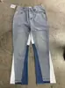 Ga Venta al por Mayor Comercio Exterior Transfronterizo Marca de Moda Jeans de Mezclilla Acampanados Lavados Desgastados Patchwork Unisex