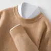 Suéter de Cachemir con Cuello Redondo para Hombre, Suéter de Punto Suave de Cachemir de Alta Gama para Otoño e Invierno, Camisa Base Cálida de Color Sólido para Hombre