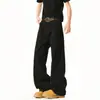 Pantalones casuales de trabajo de color sólido estilo americano para hombre, corte limpio, nueva colección primavera/otoño, corte holgado, versátiles, de pierna curva, pierna ancha
