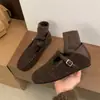 Sapatos Mary Jane Quadrados Retro Estilo Coreano com Uma Tira para Mulheres no Outono e Inverno Novo Estilo Aumento Interno Lã Nicho Versátil