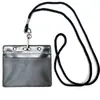 Funda impermeable de PVC para tarjeta negra doble cara con cordón funda para insignia de trabajo funda para tarjeta con sello horizontal