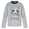 Subcultura Vintage Graffiti Manga Longa Camada Base Asas Negras Retrato de Anjo Estrelas Multicoloridas Inglês Manuscrito Camiseta Longa