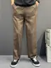 Pantalones de pierna ancha con cintura de corbata color café, estilo "Old Money", estilo de verano delgado, nuevo modelo 2026, cintura elástica, caída fluida, pantalones casuales elegantes de pierna recta