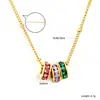 Brincos Versáteis da Moda Cor Mista Vazado Redondo Strass Presilhas de Orelha Colar com Pingente Círculo Joias de Aço Inoxidável Banhado a Ouro para Mulheres
