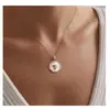 Amazon Transfronterizo Nuevo Collar Dorado Redondo de Rosa Moda para Niñas Elegante Temperamento Estilo Mid-Century Cadena para la Clavícula