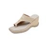 Sandalias de cuña de 7 cm con clip para los dedos de paja para mujer, para el verano exterior, no cansan los pies, chanclas romanas para vacaciones en la playa, que aumentan la altura, de moda