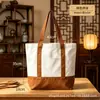 Bolsa de lona patchwork personalizada, bolsa tote transpassada de grande capacidade, bolsa de lona estampada, bolsa de tecido cultural e criativa ecológica feita sob medida