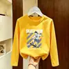 Camiseta de manga larga para niño 2026 modelo nuevo de otoño, manga larga algodón puro estampado de dibujos animados camiseta base para niños top