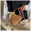 Bolso de mano tejido versátil para mujer 2026, bandolera, bolso de hombro, bolso tipo cubo, bolso de playa, bolso para teléfono con forma de nube, bolso de verano