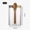 Frasco Redondo Sellado de Vidrio con Cuchara Tarro de Almacenamiento de Grano Grueso para Cocina Fruta Seca Grano de Café Botella de Almacenamiento de Vidrio de Borosilicato