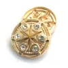 Spot Atacado Moda Metal Cogumelo Ouro Antigo Dupla Perna Alta Botões Costurados à Mão com Diamante Casaco Corta-vento Botões Decorativos