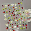 Pegatinas para Uñas Temáticas de Insectos y Flores Transfronterizas, Calcomanías para Uñas 3D de Flores de Primavera, Mariquita, Abeja en Relieve, Estilo Ca
