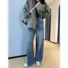 ¡Muy recomendable! Jeans de mezclilla retro de talle alto de pierna ancha con corte curvo para mujer, nuevo estilo otoño 2026