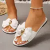 Zapatos de Sandalias para Mujer de Talla Grande Transfronterizos Europeos y Americanos Mujer 2026 Comercio Exterior Fondo Plano Uso al Aire Libre Lazo Nudo Transfronterizo Verano Venta al por Mayor Talla Grande
