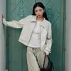 Suéter de malha Tencel e lã com textura casual e relaxada para mulheres, novo modelo outono 2026, gola semiaberta, blusa de manga comprida