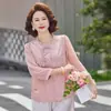 Top de Manga Larga Estilo Chino de Verano para Mamá de Mediana Edad, Nuevo Estilo para Mujeres de Mediana Edad y Mayores, Blusa de Verano Estilo Nacional, Camisa Base