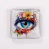 Ímã de Geladeira de Vidro de Cristal Pintura a Óleo Retro Americano Presente de Aniversário para Casal Adesivo Magnético de Vidro Coração Graffiti Colorido