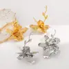 E14034 Exportação Para Grande Marca Brincos de Flor de Metal Exagerados Brincos de Flor de Folha Geométrica Estilosos Tendência Retrô