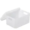 Caja de almacenamiento de cosméticos de escritorio de plástico translúcido esmerilado para labiales con tapa, caja para mascarillas, caja organizadora para productos de cuidado de la piel