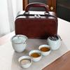 Conjunto de Chá de Viagem Estilo Chinês Copo Rápido Portátil Lata de Chá Cerâmica Preparo de Chá Presente Comercial Lembrança Forno Ru