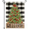 Decoración Navideña Bandera de Jardín Gnomo Muñeco de Nieve Árbol de Navidad Bandera de Jardín Impresa por Ambos Lados Lino Bandera Pequeña Venta al por Mayor Personalización