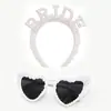 Diadema de perlas para novia europea y americana transfronteriza, gafas para fiesta de bodas, gafas de sol con corazón y letra, diadema de corona