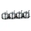 Frascos para condimentos de acero inoxidable 304, saleros de cocina, recipientes para especias, recipientes para chile con tapas, un juego de frascos para condimentos domésticos elegantes y prácticos