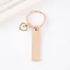 Llavero Metálico Transfronterizo Color Láser Impresión Material en Blanco Grabado Acero Inoxidable Tira Larga Forma de Corazón Semilla de Mostaza Llavero