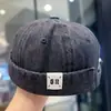 Gorra de docker de mezclilla lavada estilo japonés, gorra de propietario de retazos de moda, gorra casual hip-hop unisex, gorra de marinero francesa, moderna