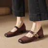 Zapatos Mary Jane Estilo Nuevo con Tacón Cuadrado Plano, Tacón Medio y Parche de Ante, Zapatos sin Cordones para Mujer, Tallas 32-43, Aliexpress