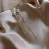 Aretes Largos con Borla de Perlas y Cadena Dorada Estilo Ins Moda Pendientes de Nicho Tendencia Nuevos Pendientes Minimalistas