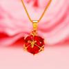 Conjunto de brincos de imitação de ouro 18K cristal zircão rede vermelha joias para meninas moda vietnamita corrente de clavícula de ouro atacado
