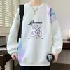 Sudadera gruesa de estilo americano de marca moderna, cuello redondo, forrada de forro polar, para hombre y mujer, otoño e invierno, pesada, vintage, de marca moderna, corte holgado, cálida, manga larga