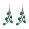 Pendientes de aleación de Navidad de diseño creativo de moda estilo europeo y americano, personalidad, lineales irregulares, hoja larga, incrustados con diamantes de colores