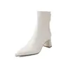 Botas Elásticas Super Elásticas para Mujer Botas Adelgazantes Otoño Invierno Nueva Llegada Punta Fina Cierre Trasero Tacón Alto Grueso Moda Botines Botines Elásticos para Mujer