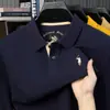 Camisa Polo de Manga Corta con Cuello de Algodón Mercerizado Opcional Multicolor para Hombre, Camisa Polo Bordada Exquisita de Gama Alta para Hombre