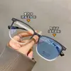 Nuevos lentes miopes fotocromáticos anti-luz azul 15927 armazón grande liso retro armazón de lentes fotocromáticos lentes miopes color té