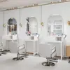 Gabinete de espejo para barbería sin taladro, gabinete de herramientas integrado, espejo popular LED con luces