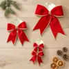Fita de veludo nova de Natal transfronteiriça com acabamento dourado, decorações de laços grandes, médias e pequenas para árvores de Natal, guirlandas festivas de lareira e enfeites para pendurar