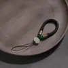 Lanyard de Muñeca para Teléfono Corto Tejido a Mano, Pulsera Anillo para Mujeres, Duradero y Exquisito, con Diseño de Loto y Vintage